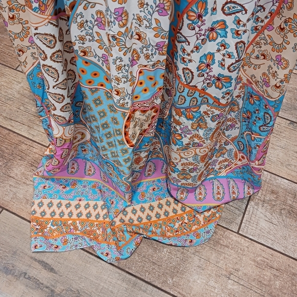 Small/ Medium Maxi Womens Dress Shell Boho Fringed Orange Pink Vacation SUMMER - Picture 8 of 8